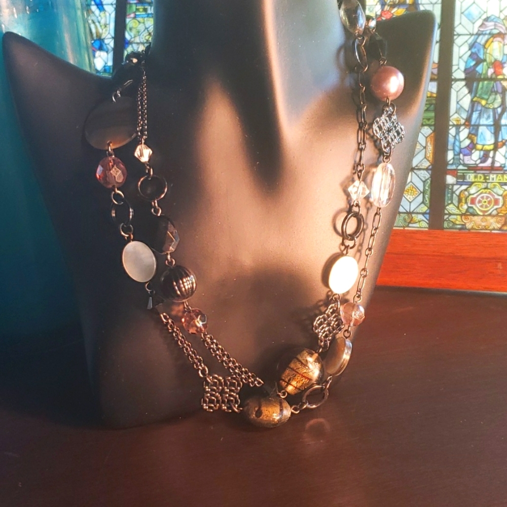 LIA SOPHIA Mother of Pearl /Hematite Bead Necklace - Retired